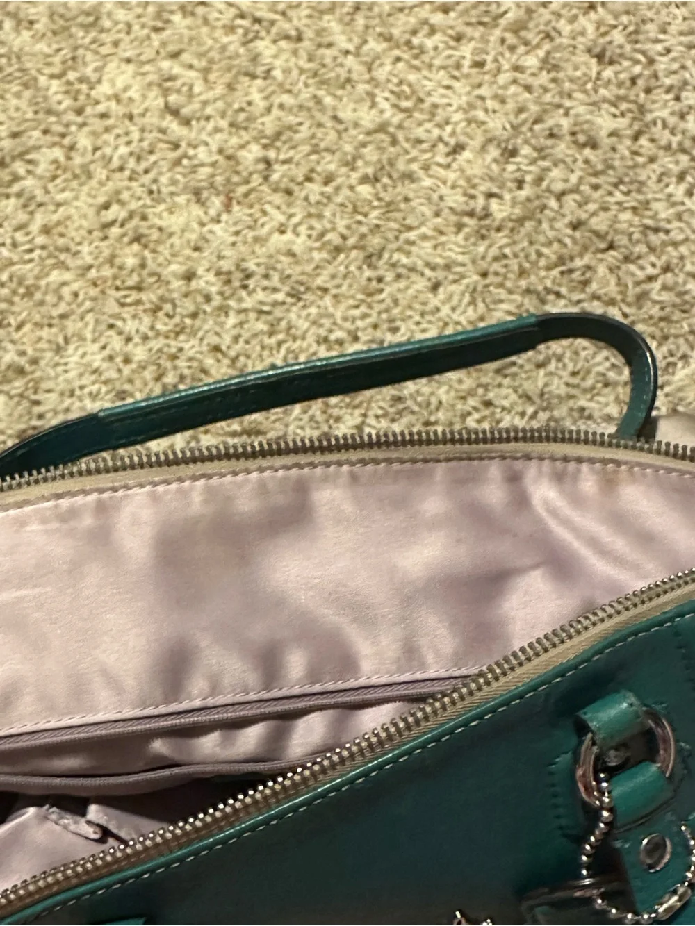 Coach Ashley Dotted Op Art Green Beige Shoulder Crossbody Bag Lilac Lining